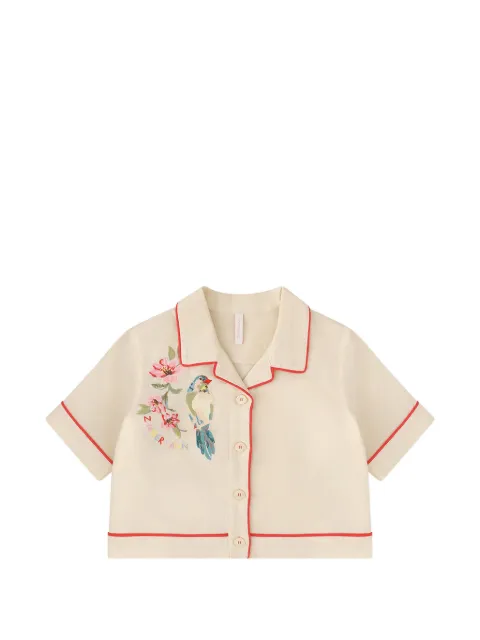 ZIMMERMANN Kids camisa con pájaro bordado