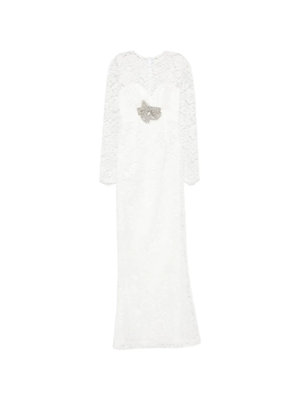 SILK LOVE & LACE bow-embellished lace dress - Bianco