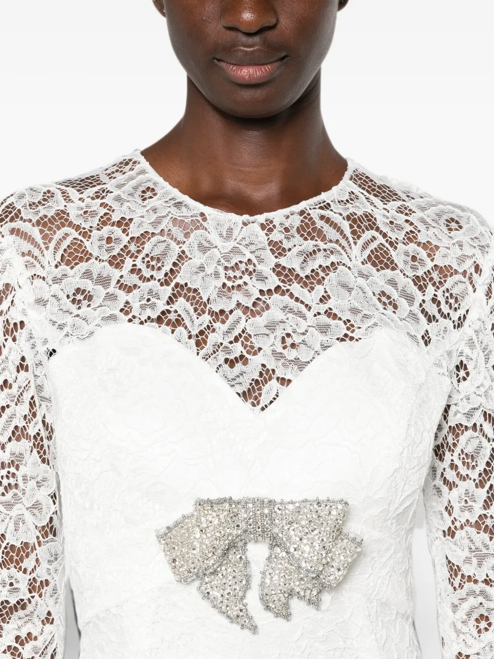 SILK LOVE & LACE Jurk verfraaid met strik Wit