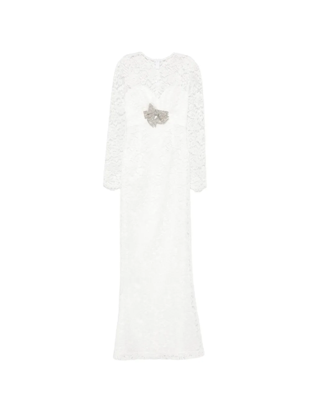 SILK LOVE & LACE bow-embellished lace dress - White
