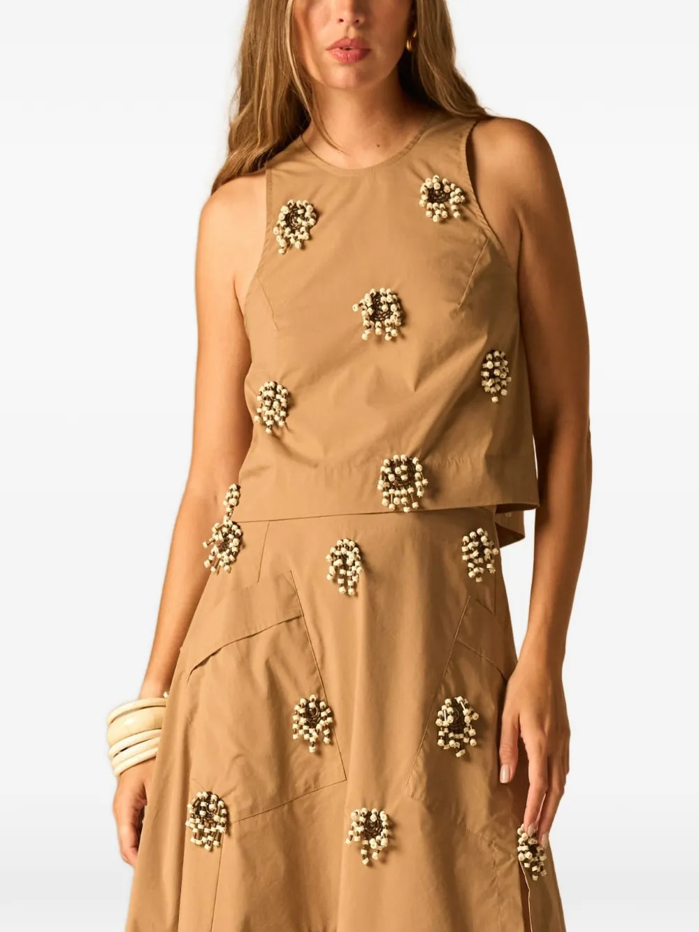JBQ Philo bead-embellished cropped top - Neutrals