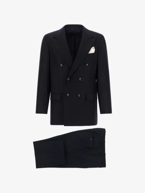Kiton double-breasted peak-lapel suit