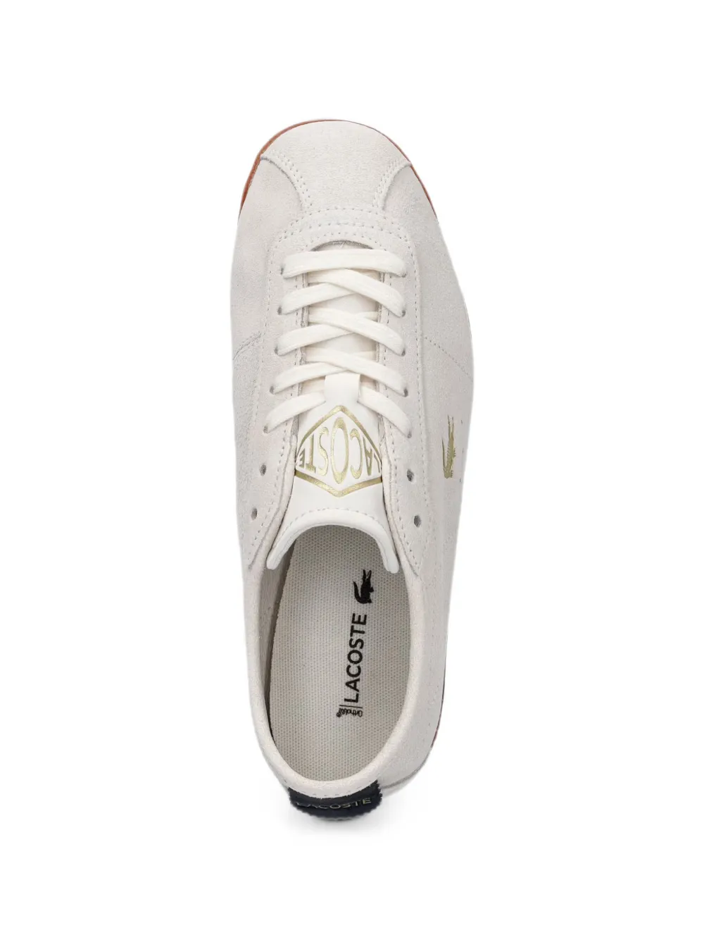 Lacoste logo-embroidered suede sneakers Beige