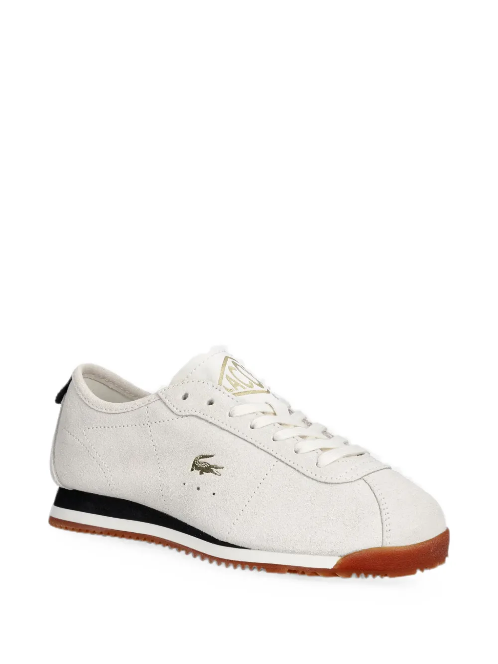 Lacoste logo-embroidered suede sneakers Beige