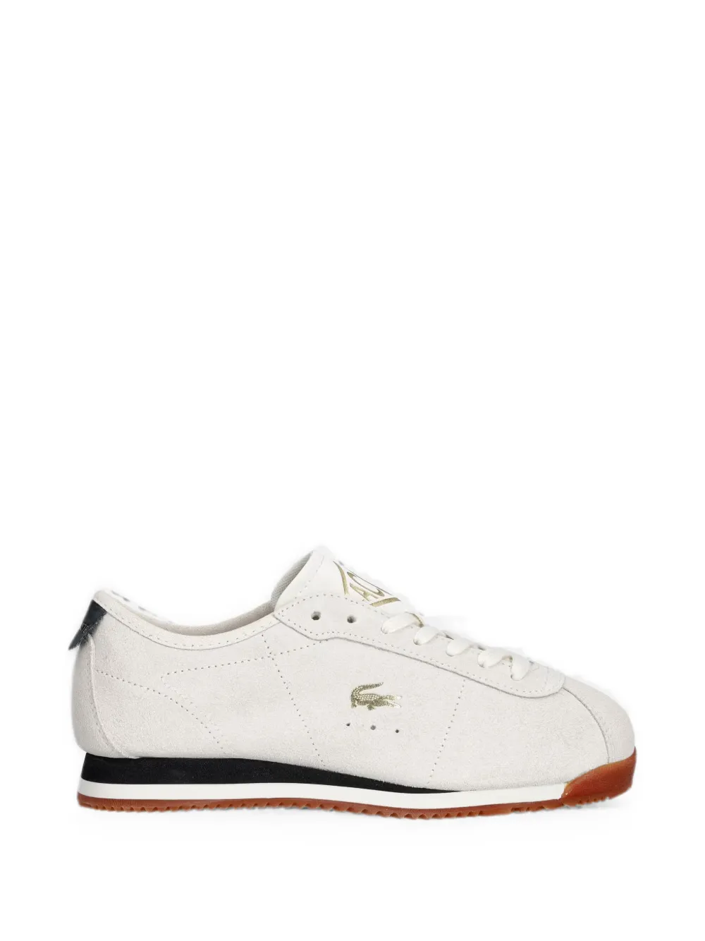 Lacoste logo-embroidered suede sneakers - Nude