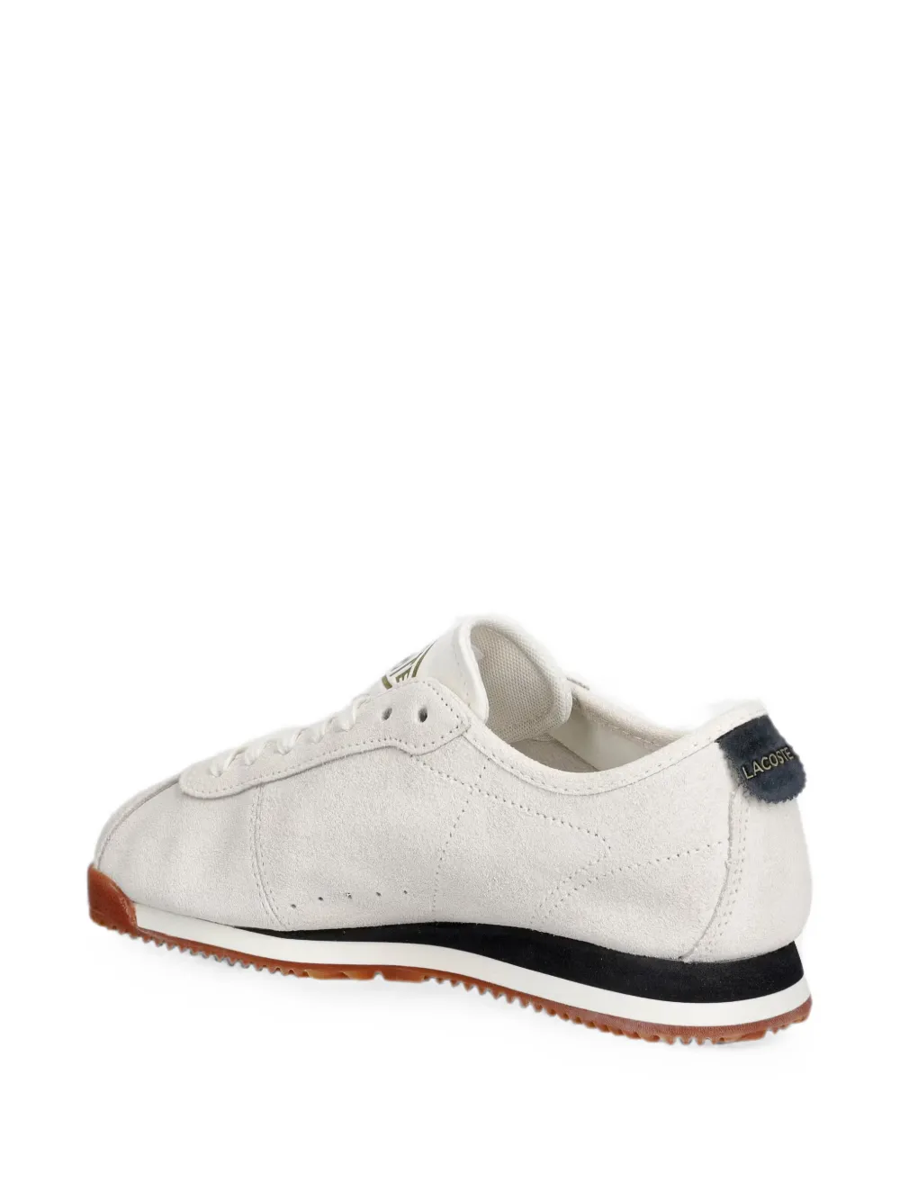 Lacoste logo-embroidered suede sneakers Beige