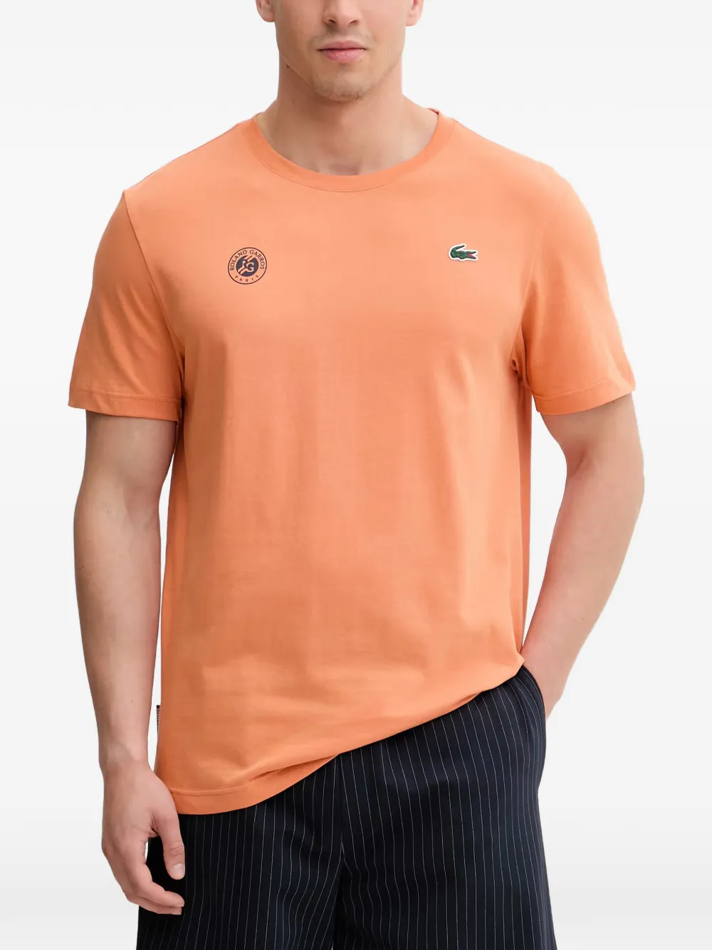 Lacoste Roland-Garros logo-patch T-shirt - Orange