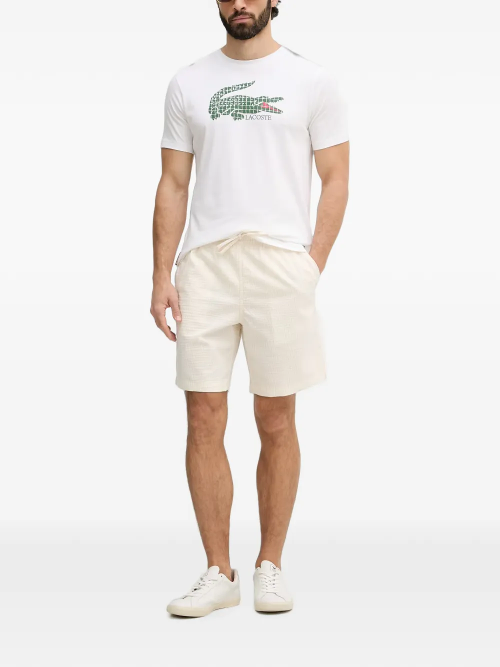 Lacoste Roland-Garros T-shirt met logoprint Wit