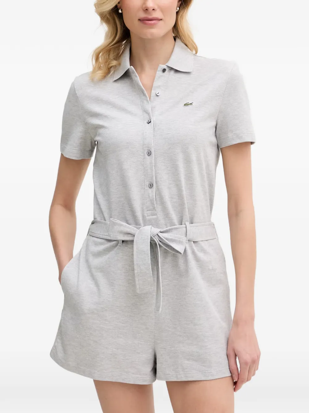 Lacoste belted polo-collar playsuit - Grau