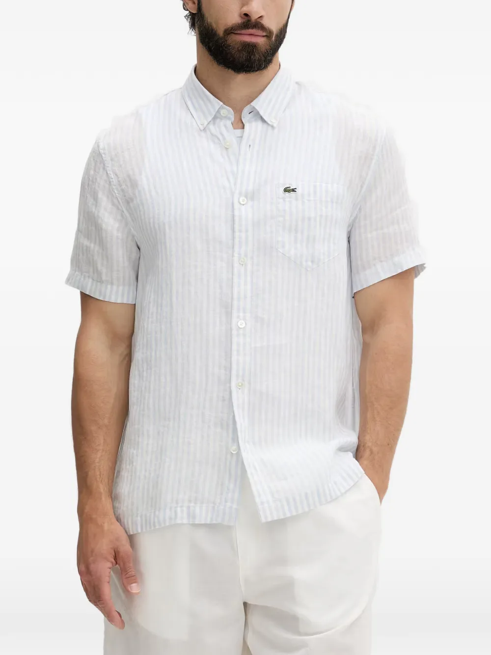 Lacoste striped short-sleeve shirt - Bianco