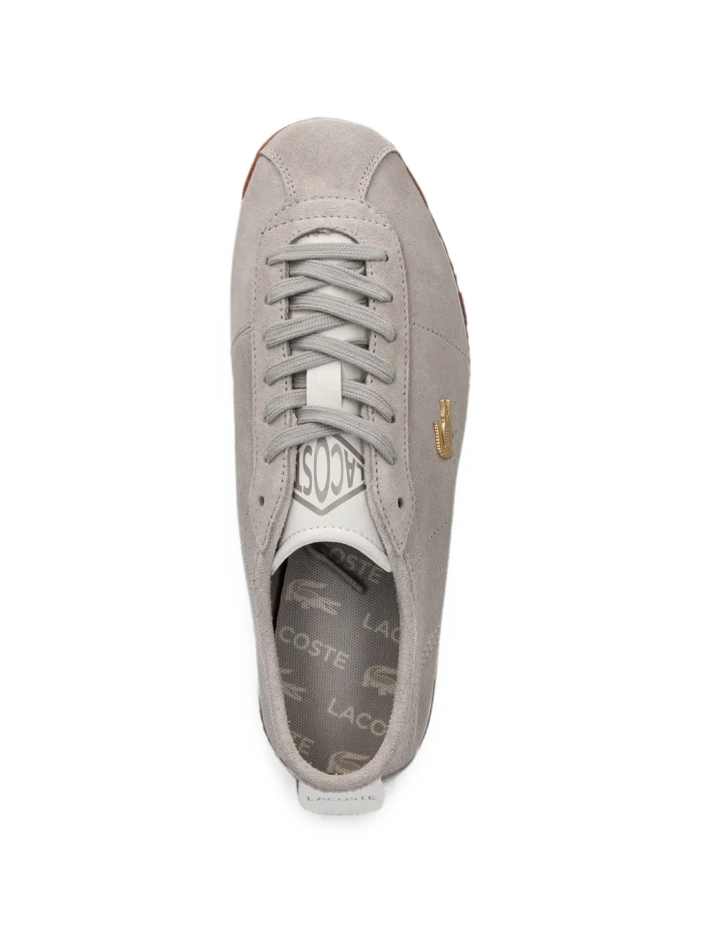 Lacoste logo-plaque suede sneakers Beige