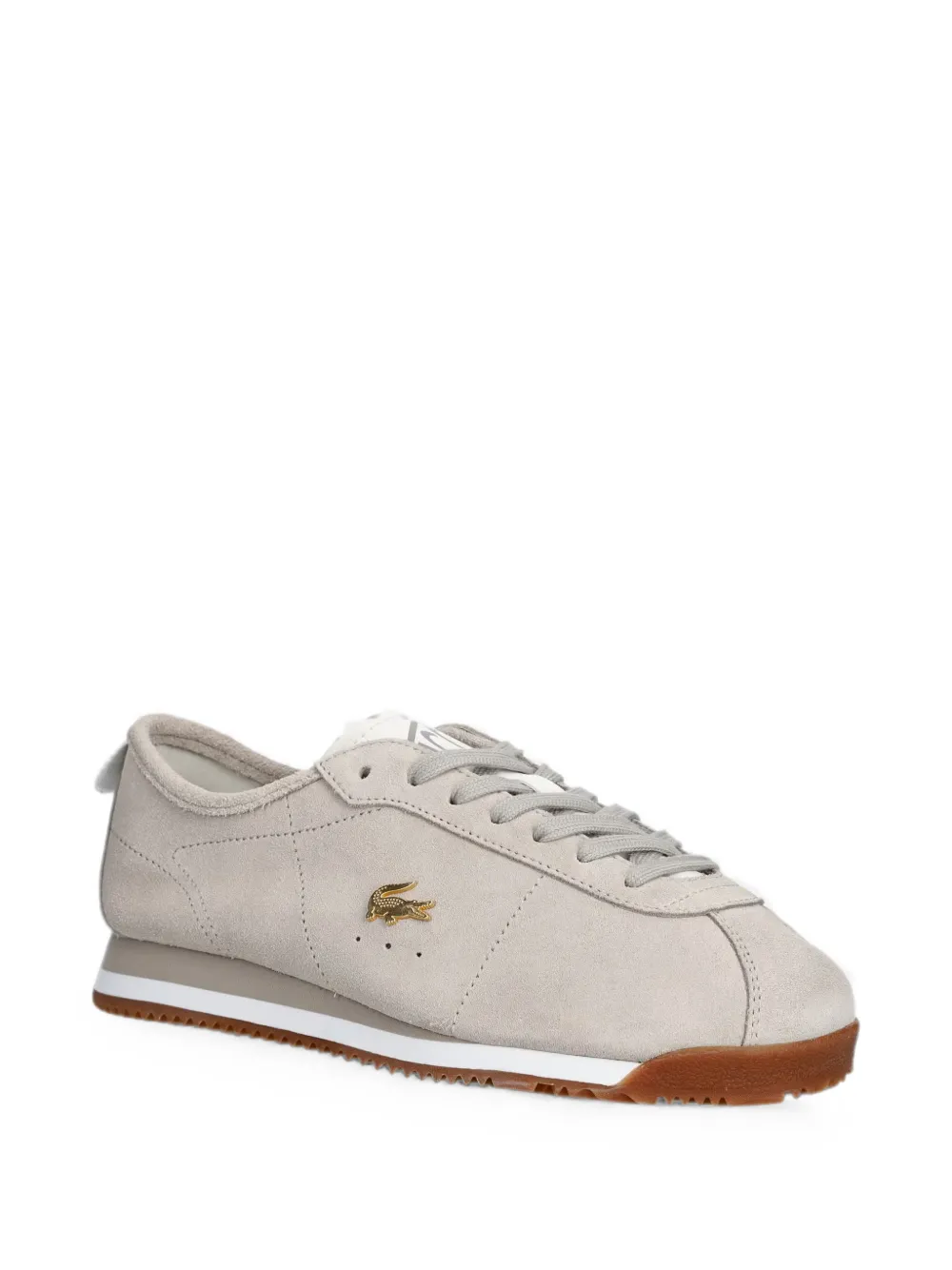 Lacoste logo-plaque suede sneakers Beige