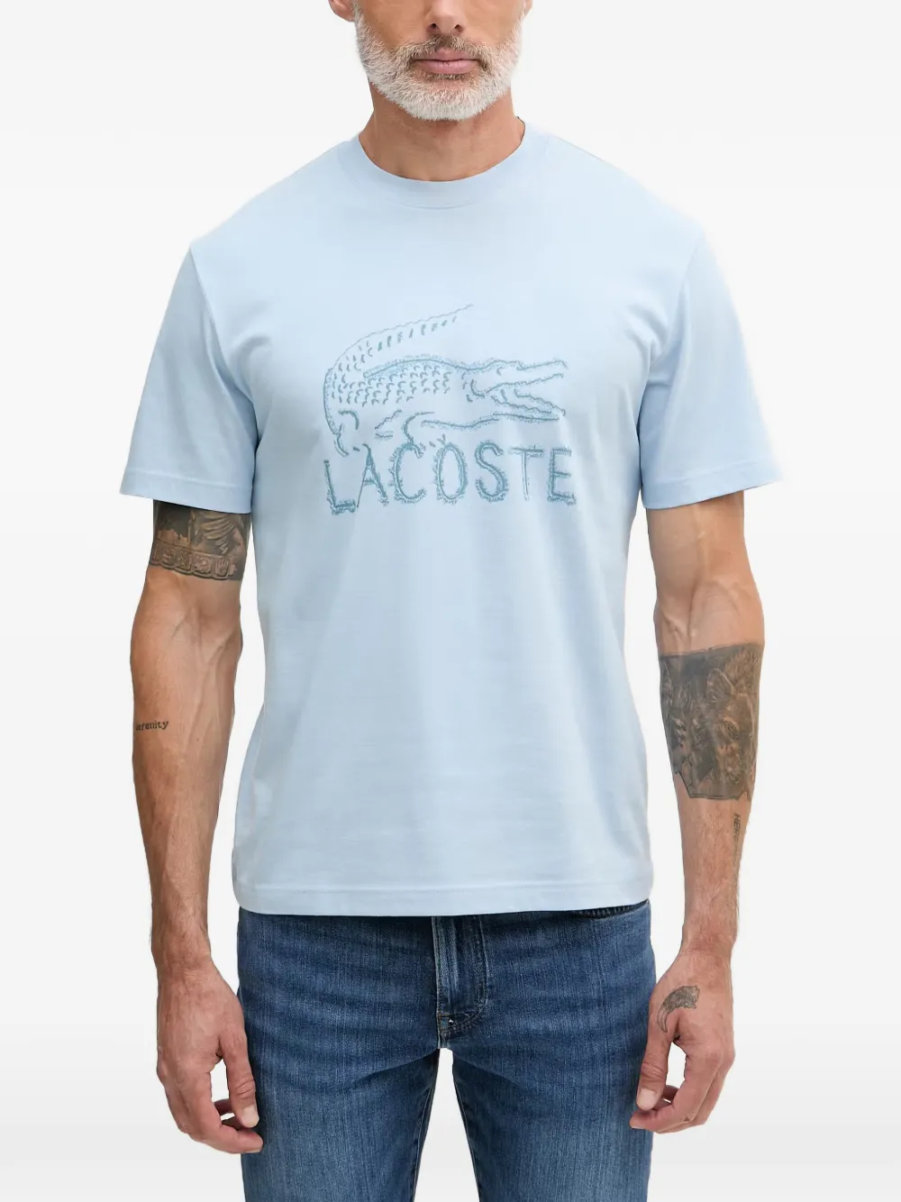 Lacoste logo-print crew-neck T-shirt - Blu