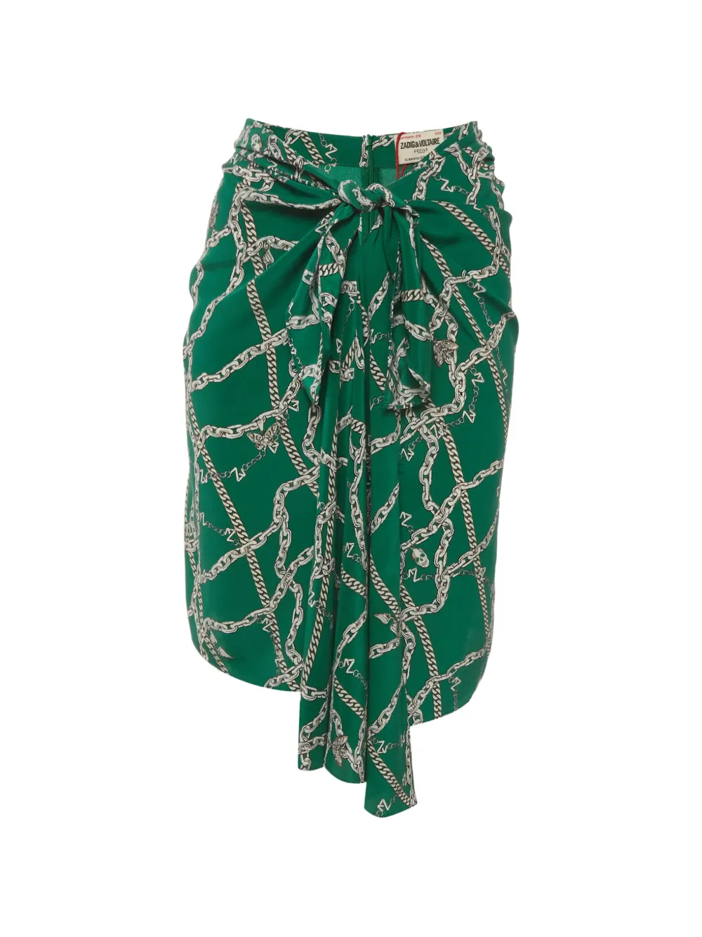 Pre-owned Zadig & Voltaire Printed Draped Midi Skirt In Green