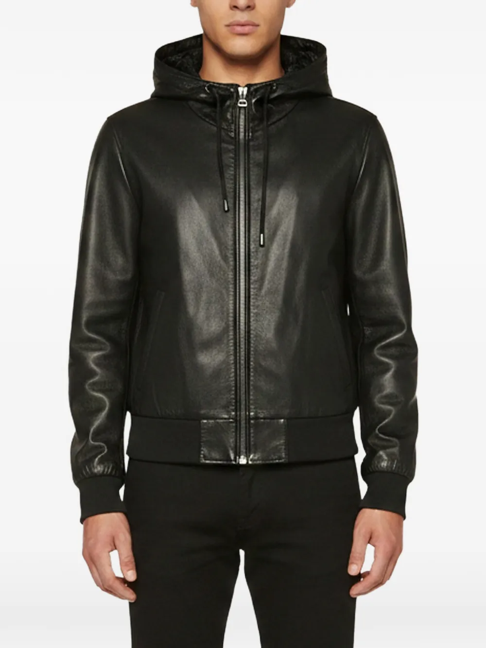 Dolce & Gabbana Pre-Owned hooded leather jacket - Nero