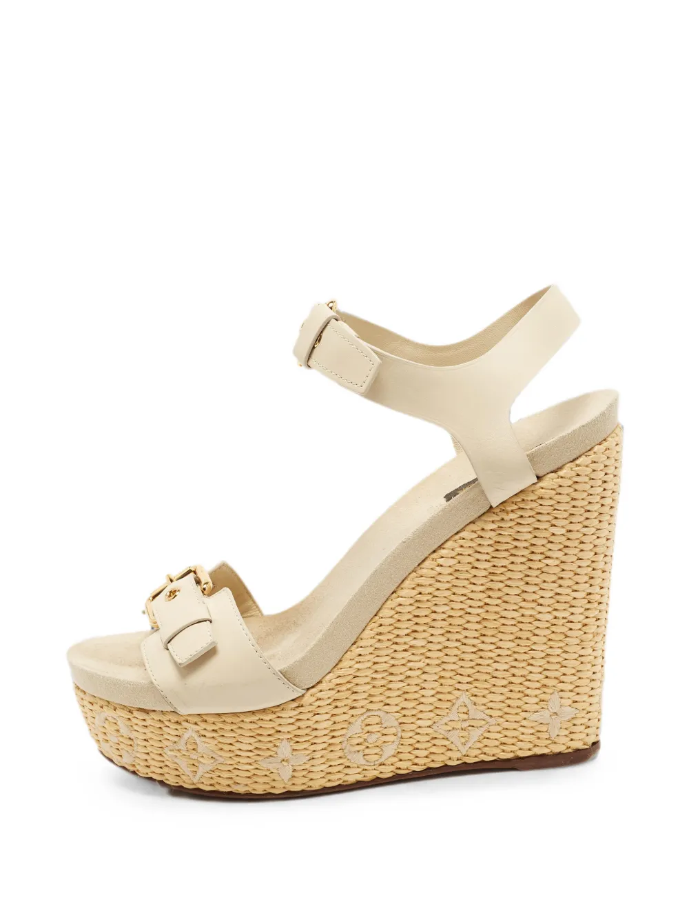 Louis Vuitton Pre-Owned buckled platform wedge sandals - Grigio