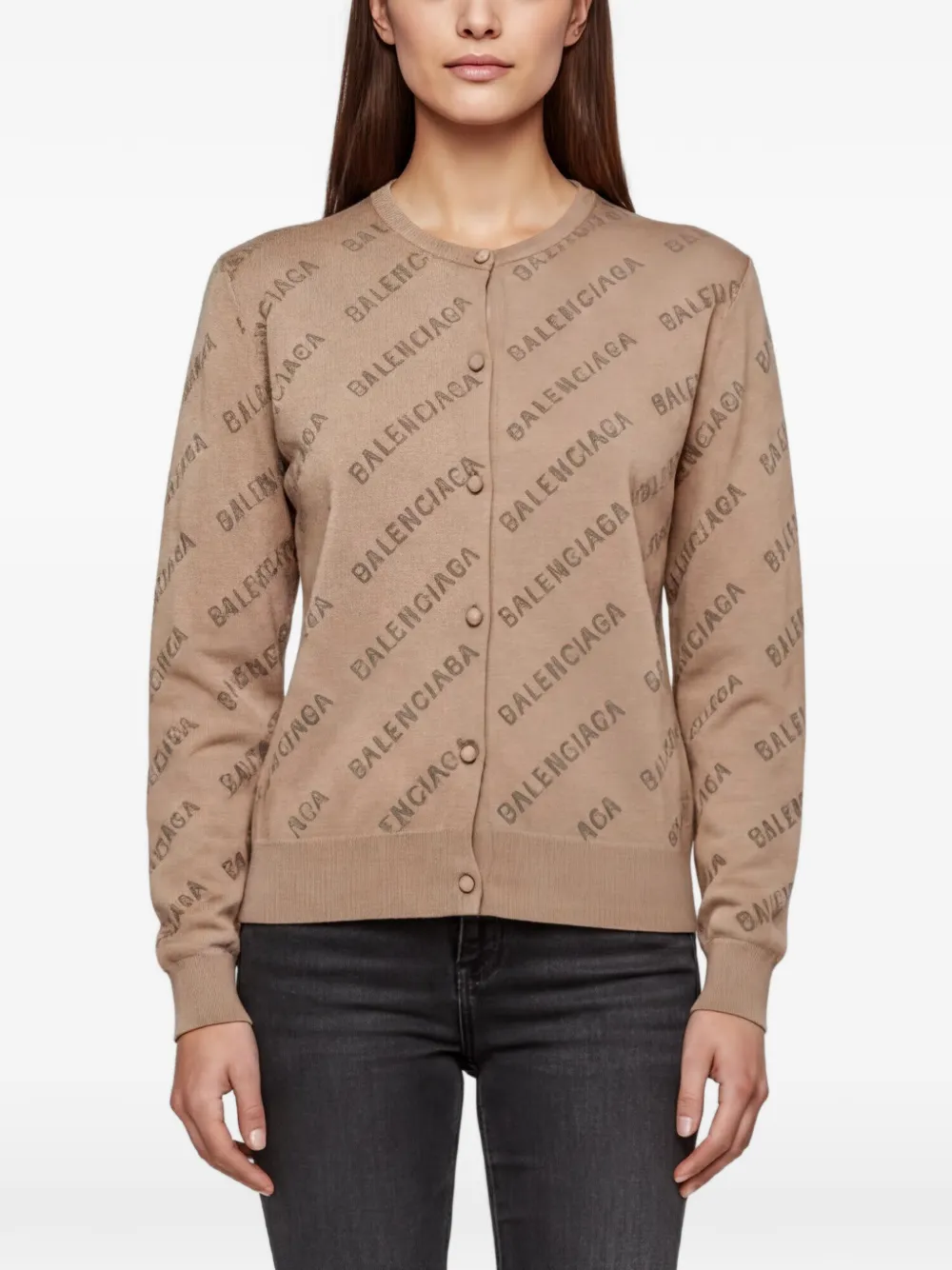 Balenciaga Pre-Owned logo-print cardigan - Marrone