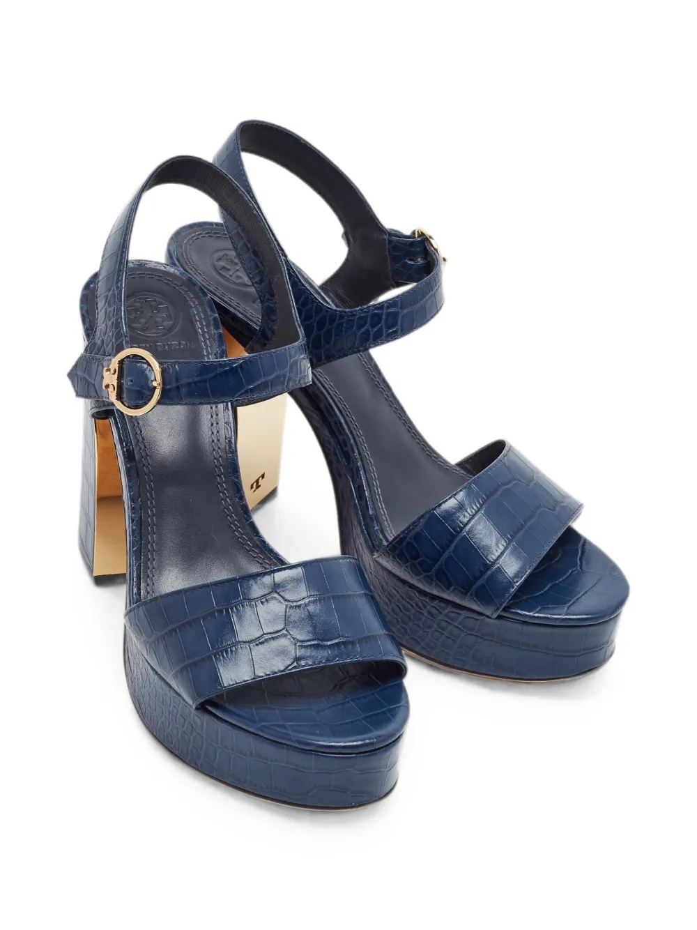 Tory Burch Martine croc-embossed platform sandals - Blau