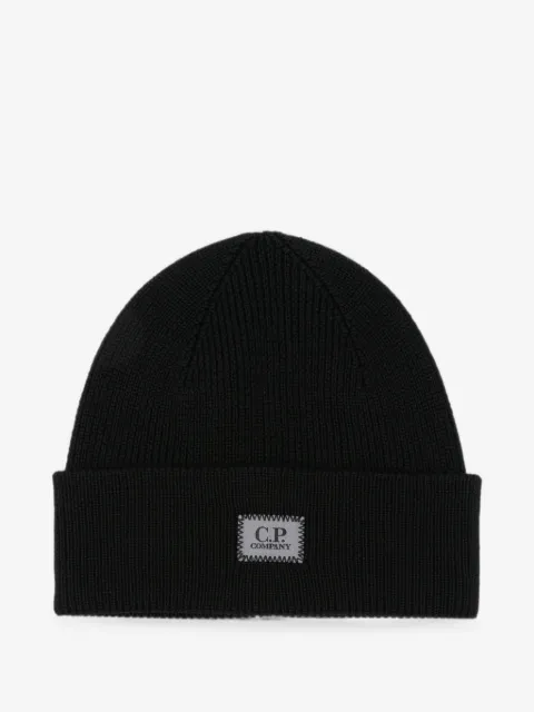 C.P. Company gorro tejido de canalé con parche del logo