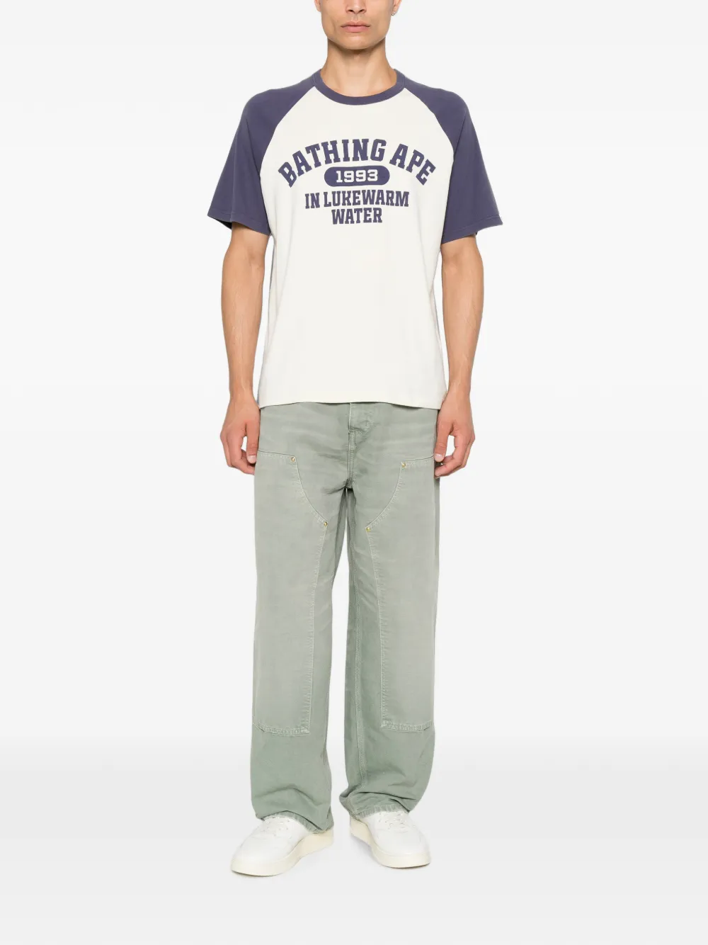 A BATHING APE T-shirt met logoprint Beige