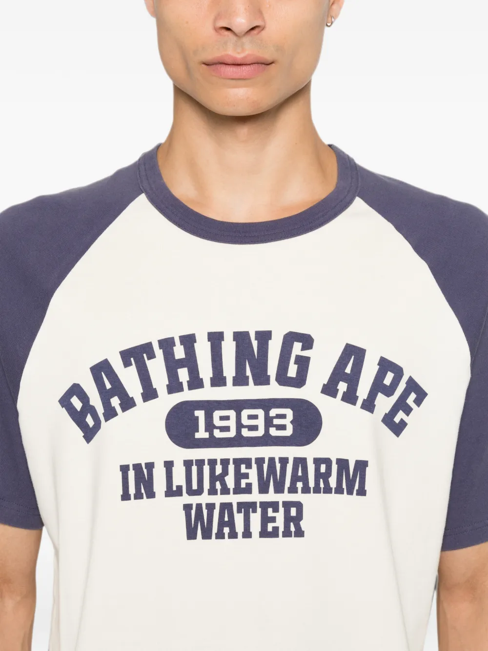 A BATHING APE T-shirt met logoprint Beige