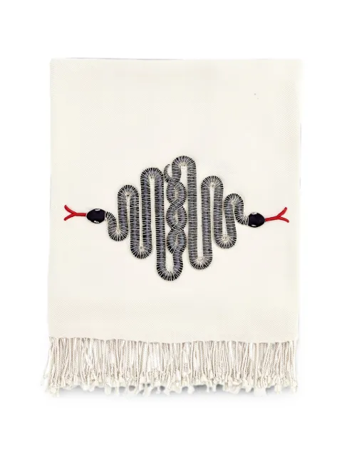 Jonathan Adler snake-embroidered fringed throw