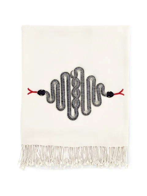 Jonathan Adler snake-embroidered fringed throw