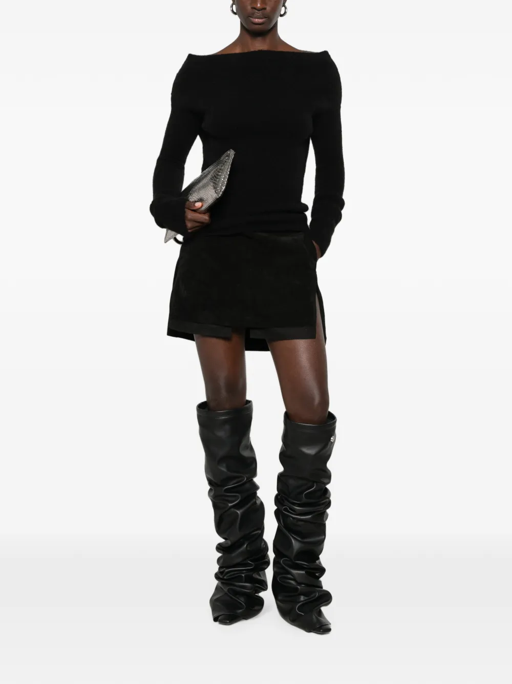 Rick Owens Asymmetrische gebreide top Zwart