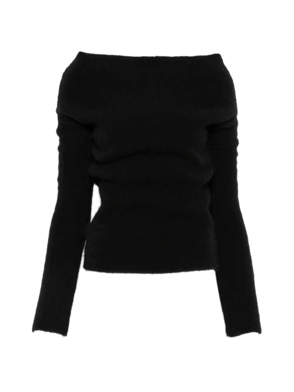 Rick Owens off-shoulder ribbed-knit sweater - Nero