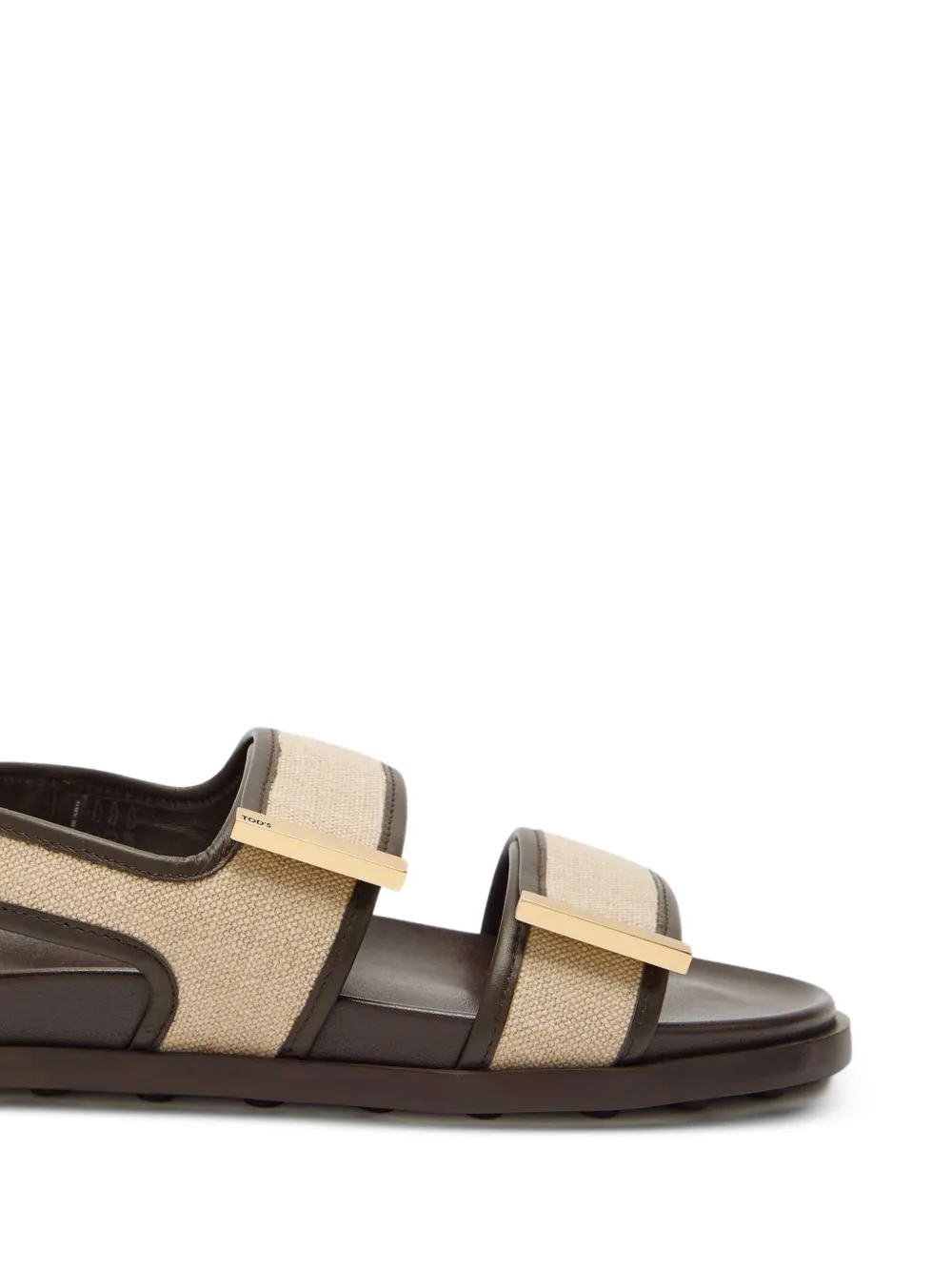 Tod's logo-plaque canvas sandals Beige