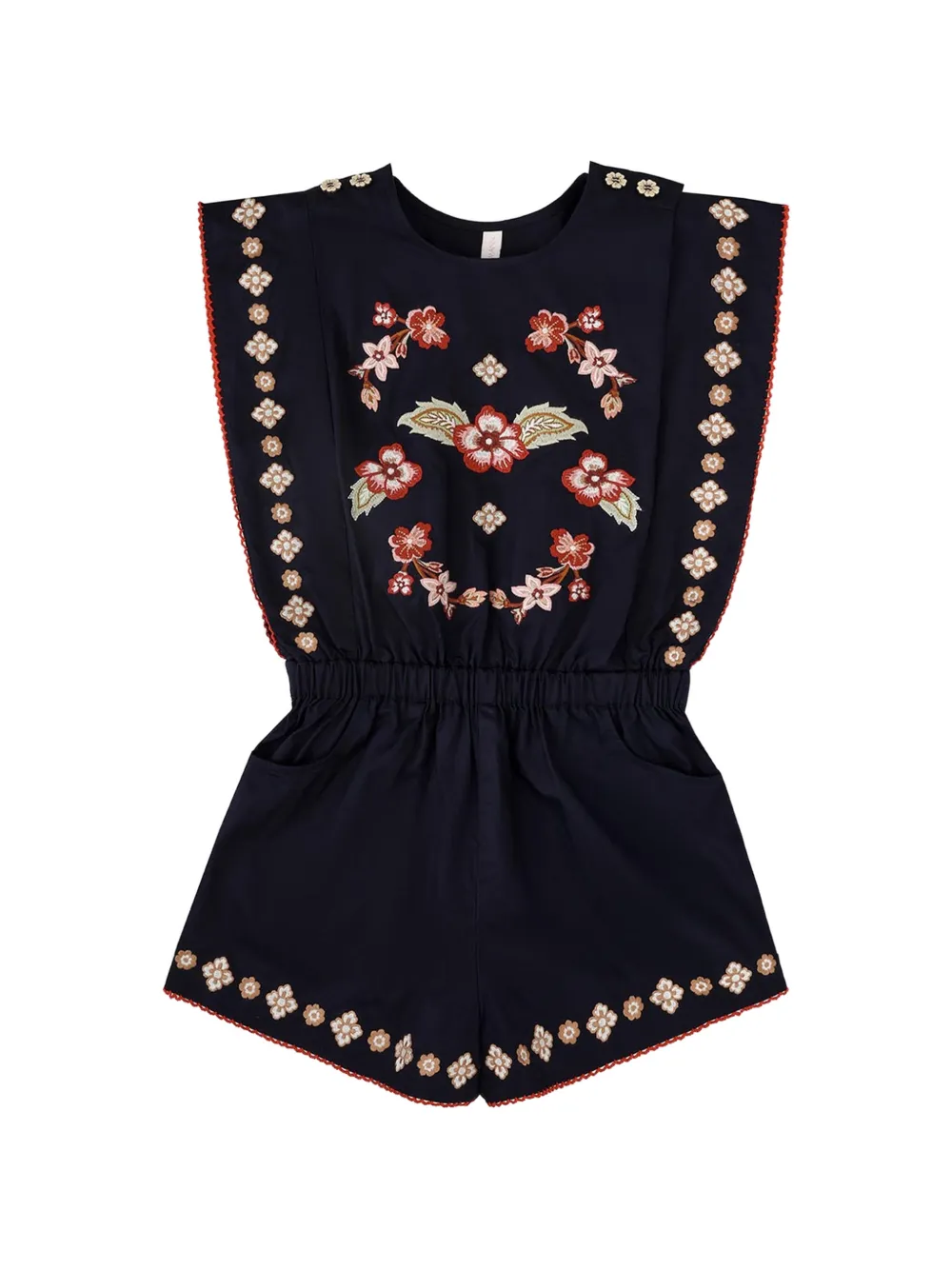 ZIMMERMANN Kids Aster Playsuit mit Blumenstickerei - Blau