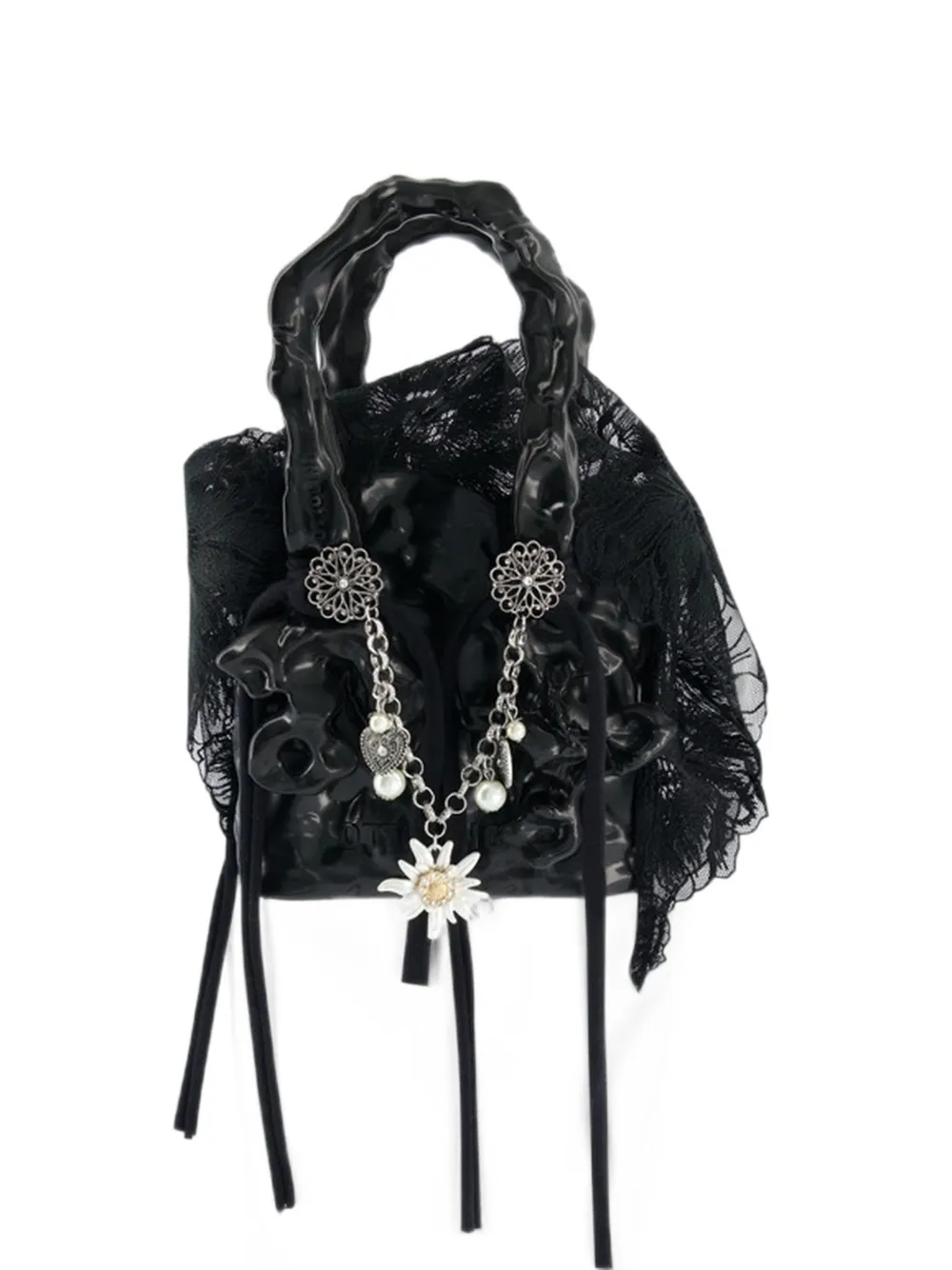 Ottolinger Raven lace-detail tote bag - Black