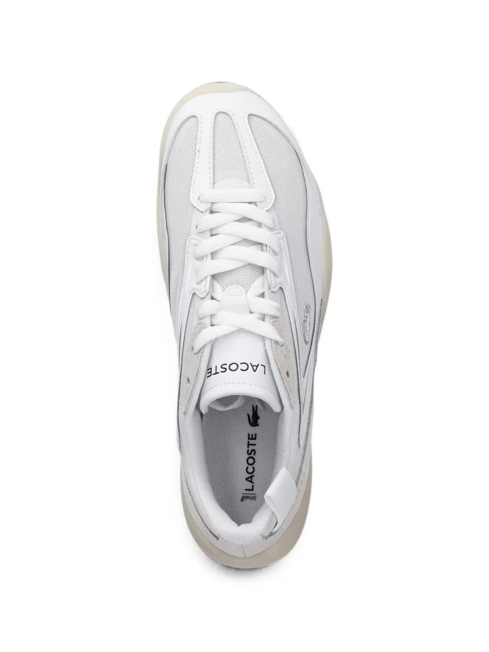 Lacoste Side Low suede-panelled mesh sneakers Wit