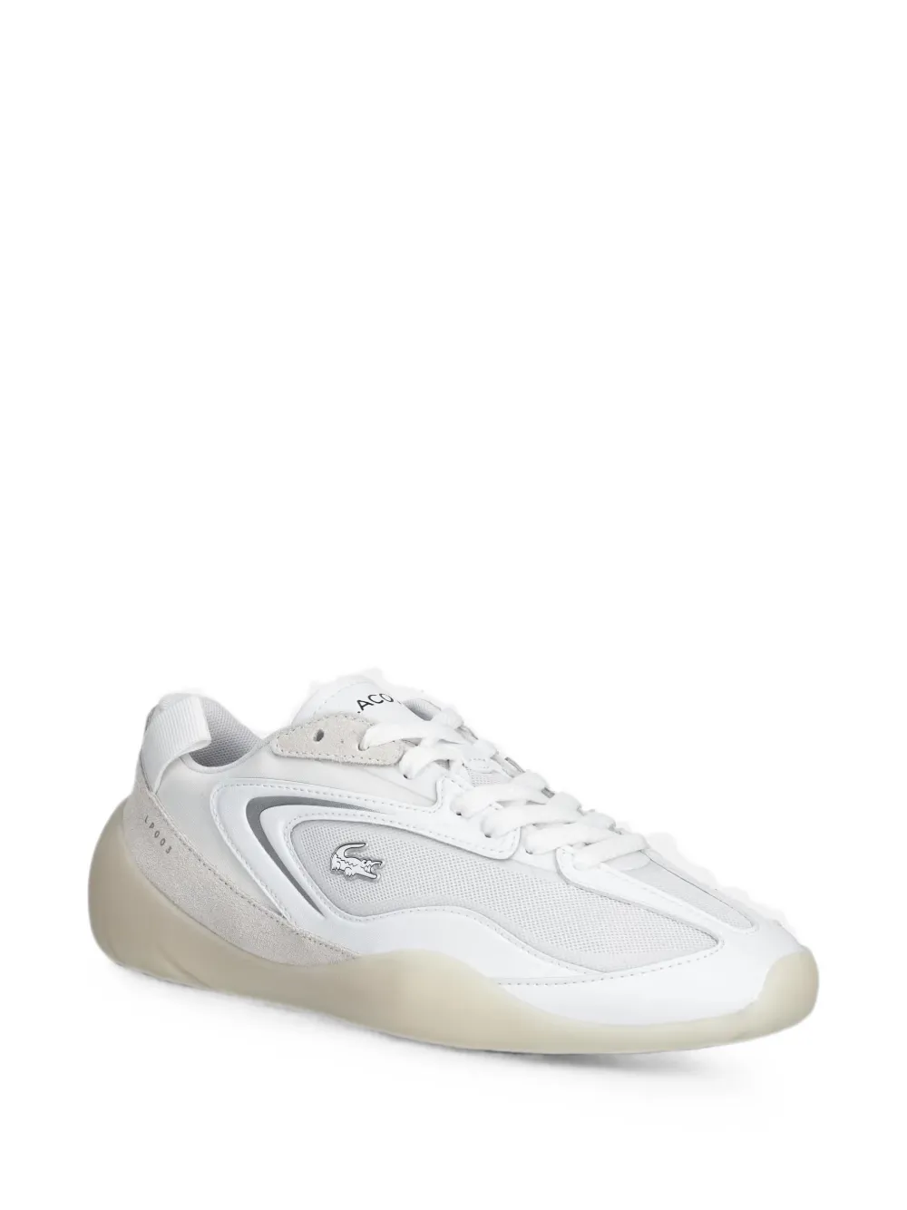 Lacoste Side Low suede-panelled mesh sneakers Wit