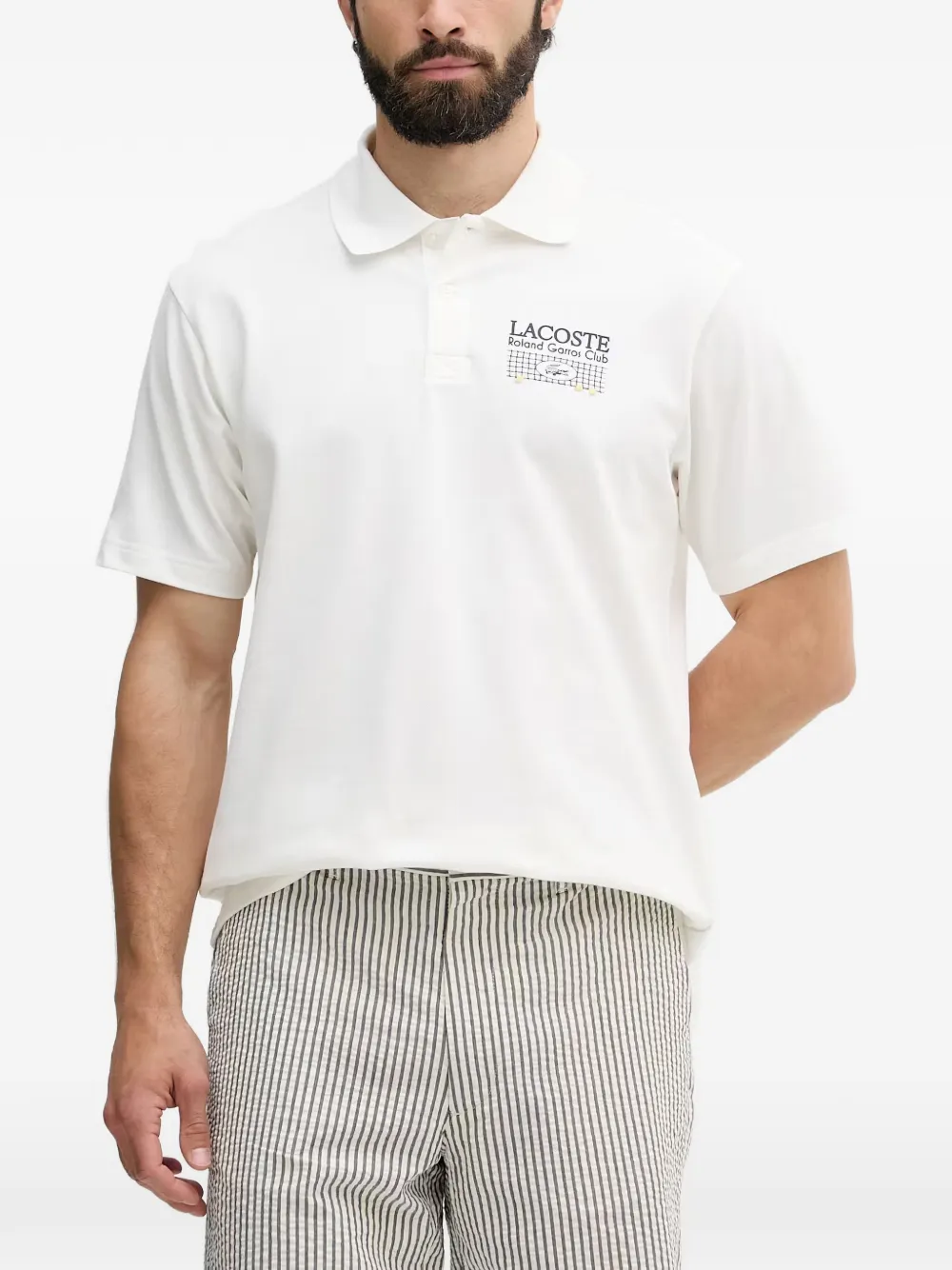 Lacoste Roland-Garros logo-print polo shirt - Weiß