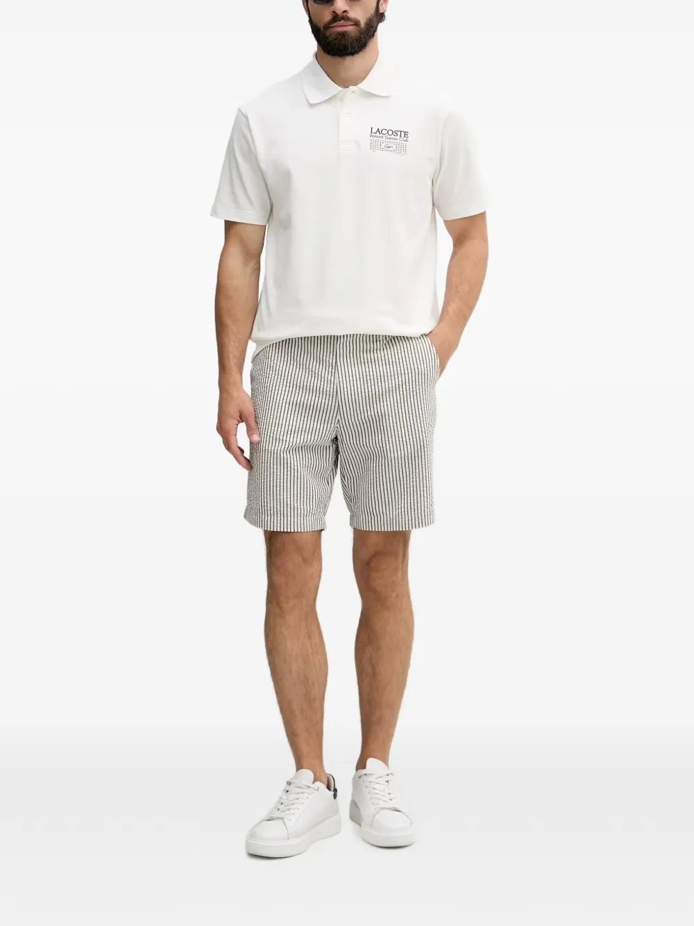 Lacoste Roland-Garros T-shirt met logo-print Wit