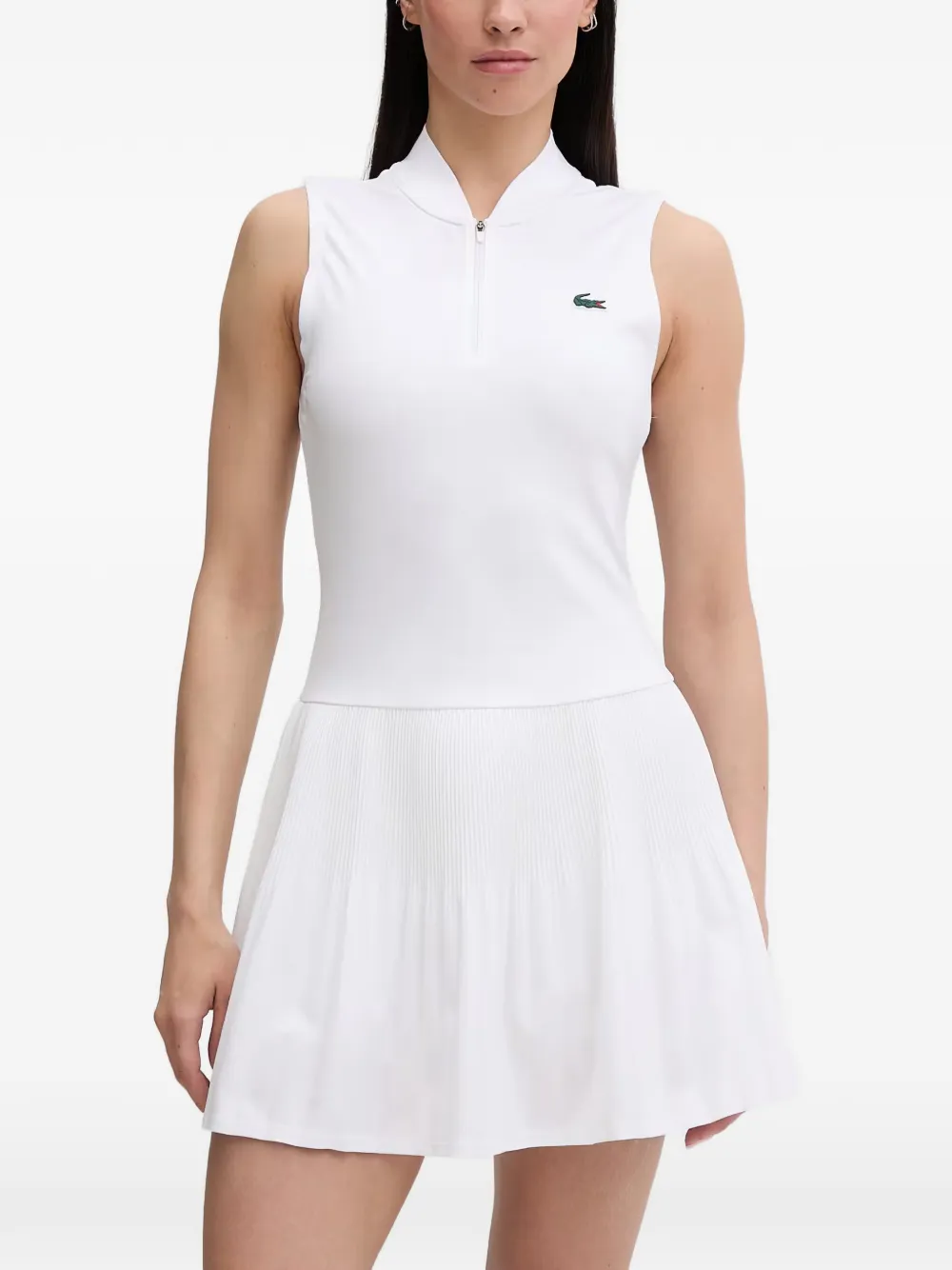Lacoste pleated sleeveless tennis mini dress - Weiß