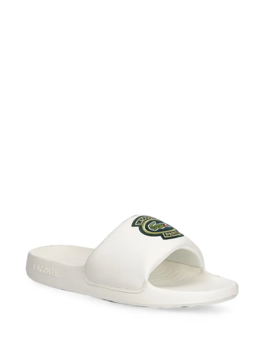 Lacoste Serve Slide 1.0 slippers met logo-patch Wit