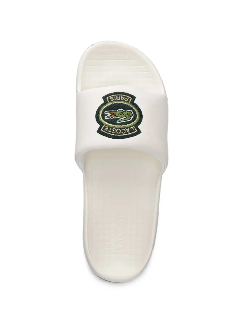 Lacoste Serve Slide 1.0 slippers met logo-patch Wit