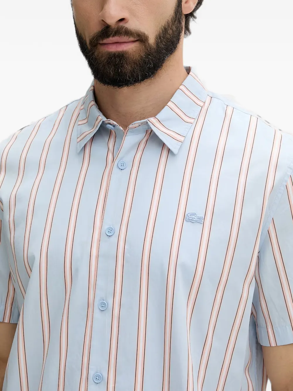 Lacoste Gestreept katoenen overhemd Blauw
