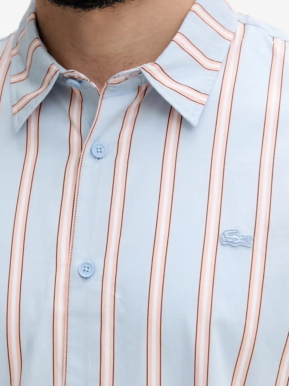 Lacoste Gestreept katoenen overhemd Blauw