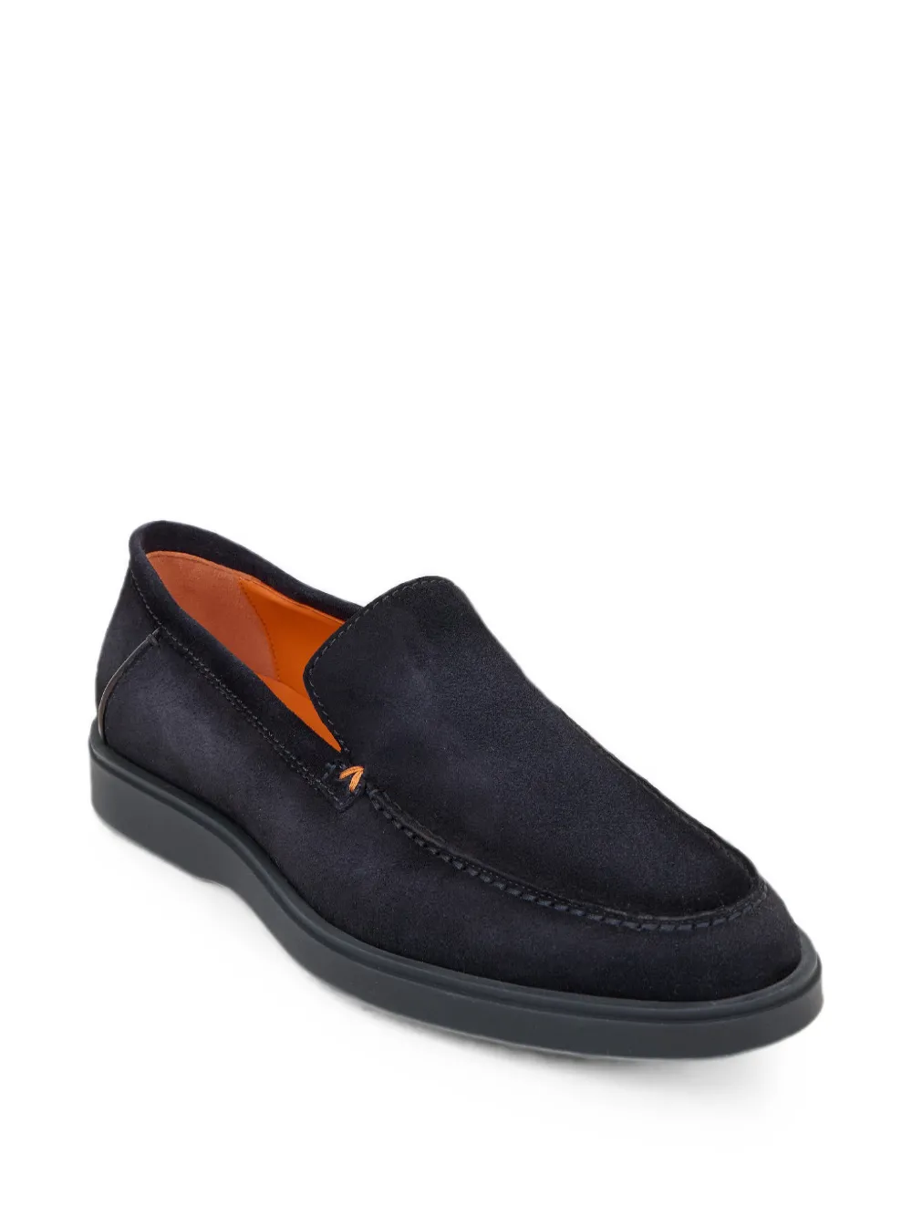 Santoni suede almond-toe loafers Blauw