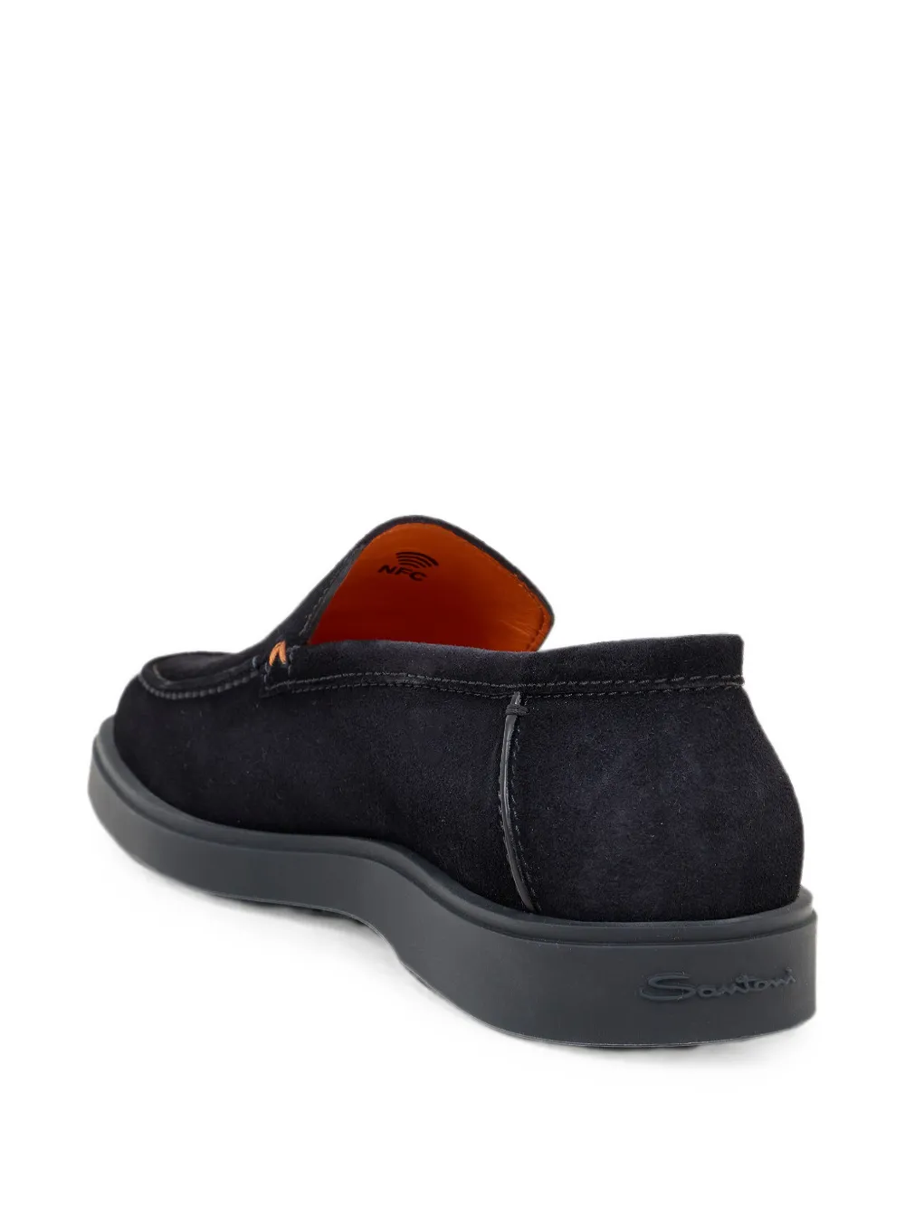 Santoni suede almond-toe loafers Blauw