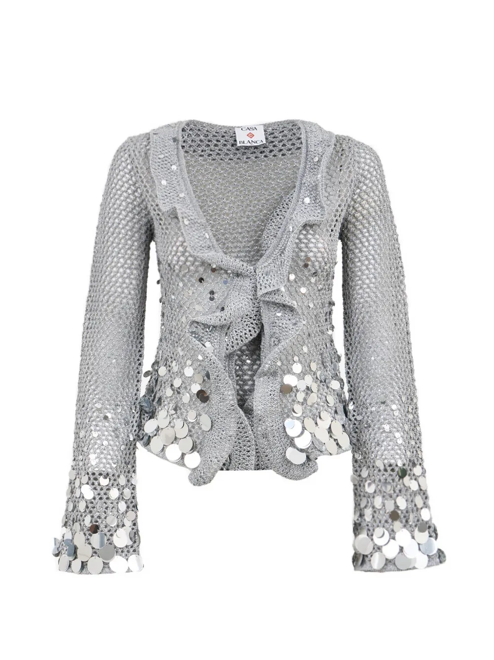 Casablanca sequin-embellished ruffled top - Grau