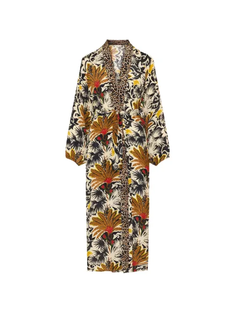 Anjuna Chiara mixed-print tied-waist kimono