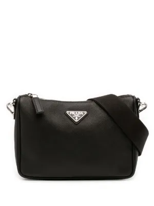 Prada Pre-Owned 2010s Leather Shoulder Bag | Black | FARFETCH