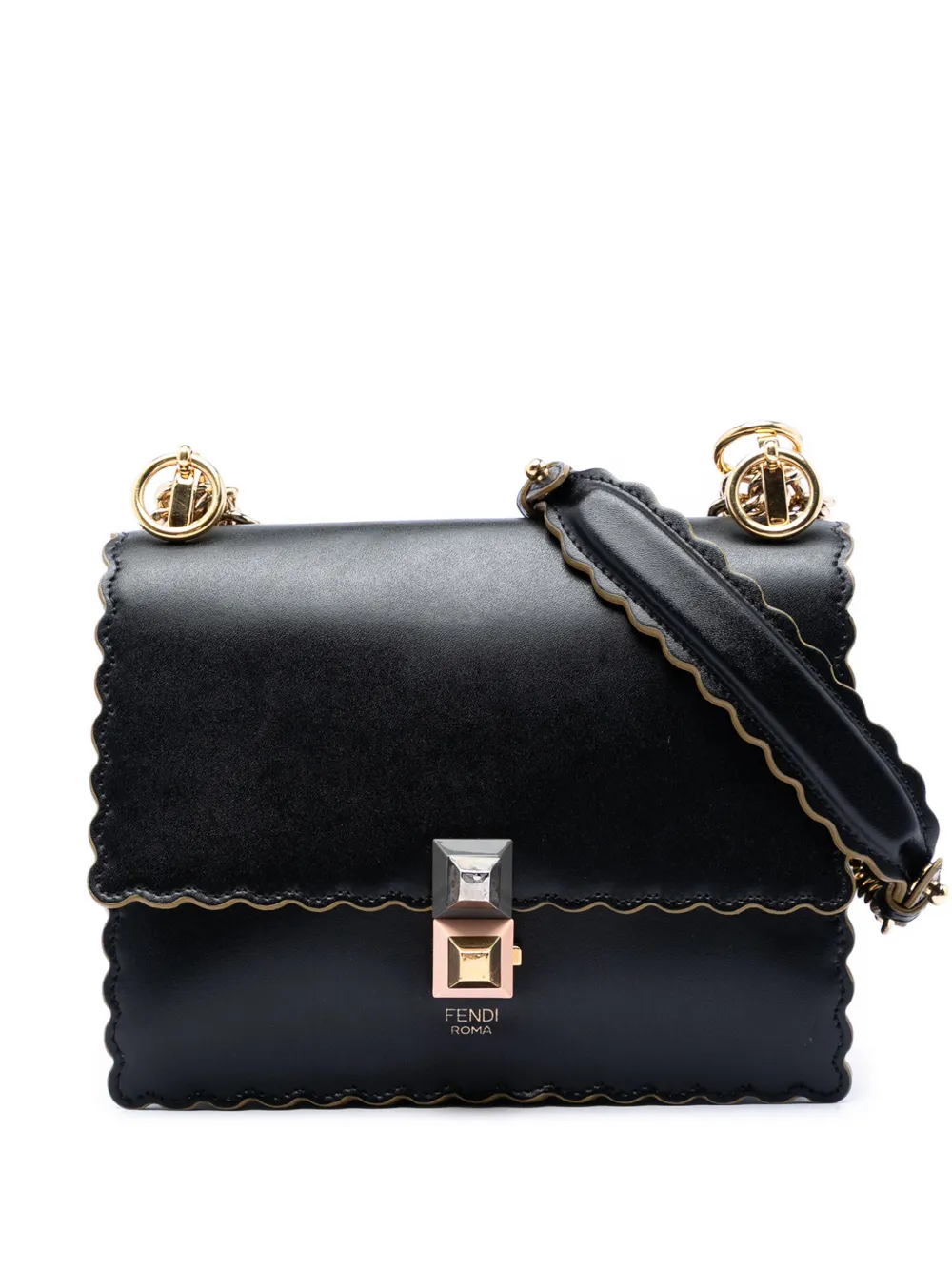 Fendi Pre-Owned Borsa a tracolla Kan I piccola con orlo a smerlo 2010-2026 - Nero