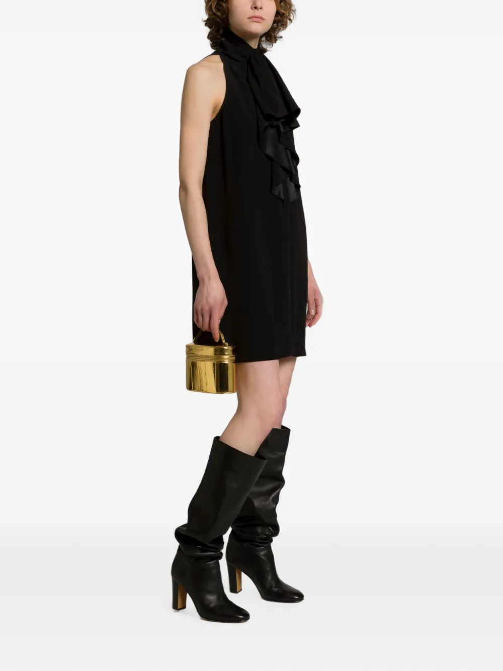 Alberta Ferretti Mini-jurk met halternek en ruches Zwart