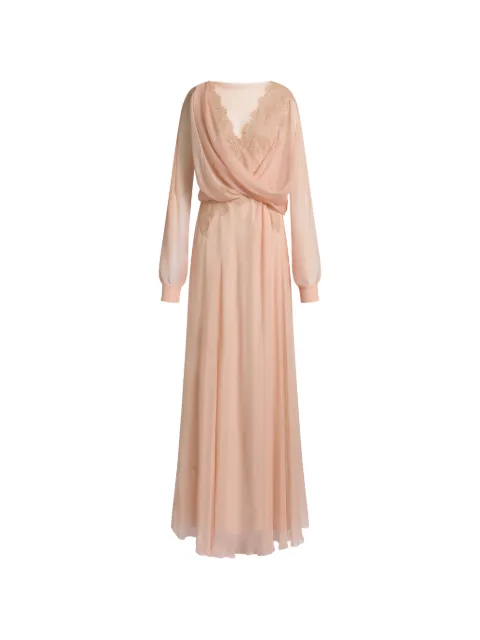 Alberta Ferretti lace-trimmed draped maxi dress