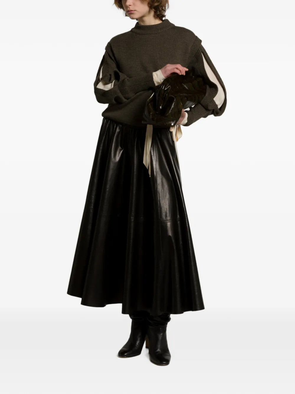 Alberta Ferretti Wollen trui met gelaagd detail Groen